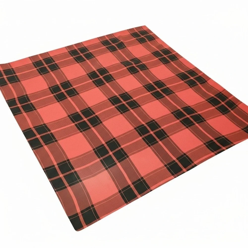 Liz Claiborne Red Black Plaid Square Scarf 100% Rayon Tartan Print 21x21